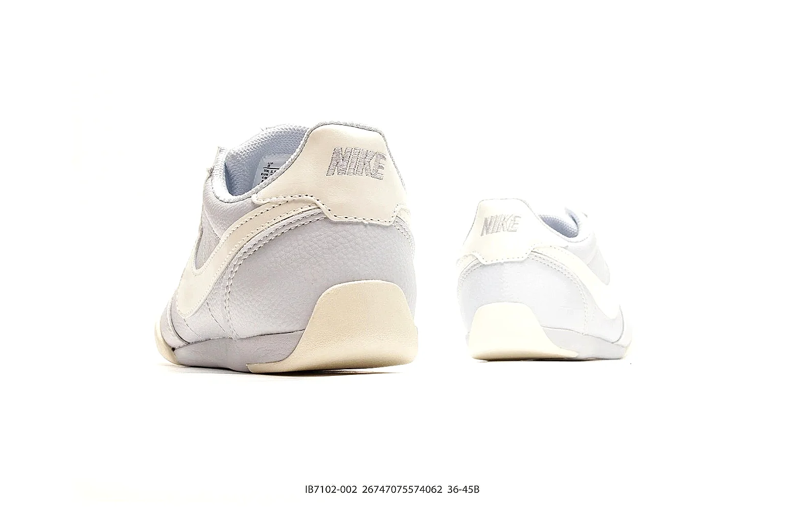 Nike Sprint White Cream Sneakers QC photo reference showing white cream low-top sneakers with leather texture, side-profile shape, upper panel lines, and outsole detail