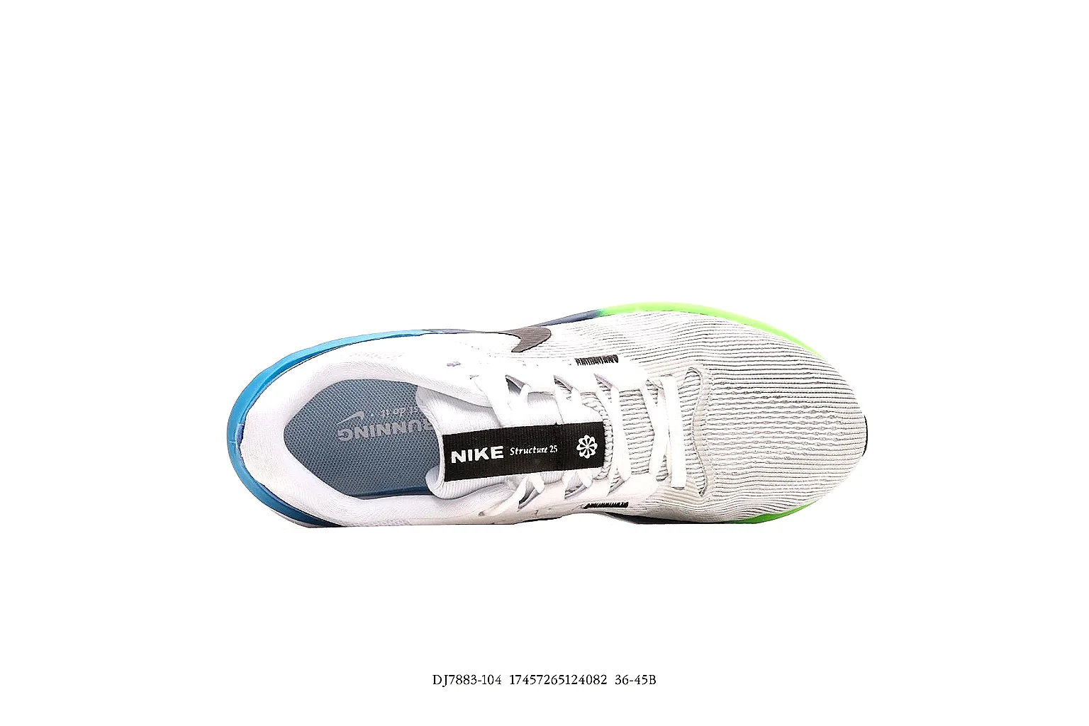 Nike Structure 25 white blue top outsole and heel QC angle reference thumbnail 6