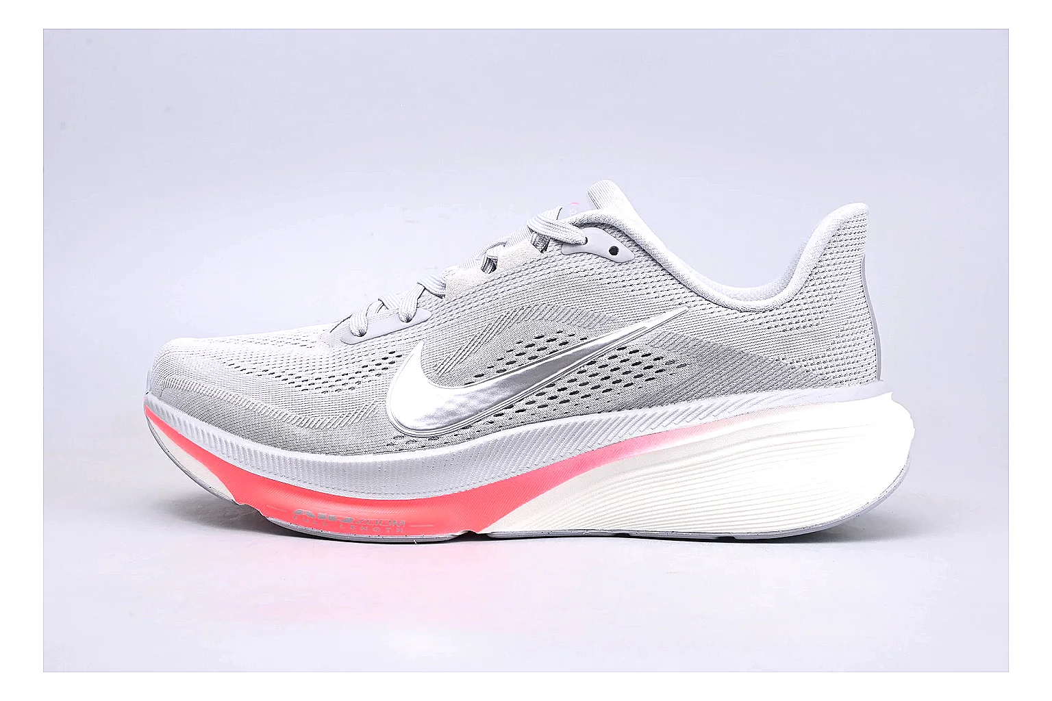 Nike Air Zoom Vomero White Pink QC photo showing white pink vomero runner with mixed upper and runner shape