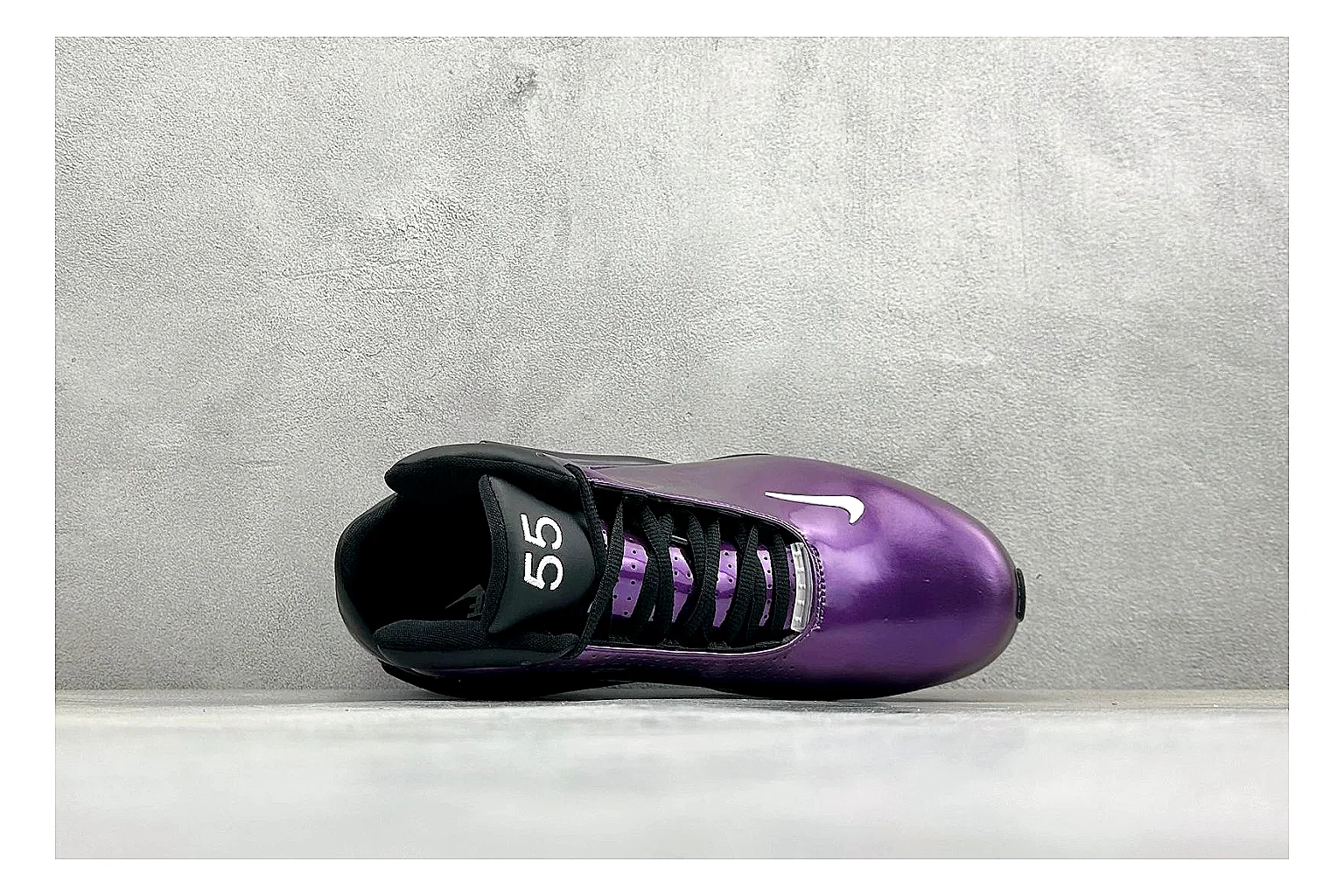 Nike Zoom Hyperflight Purple QC reference photo showing glossy purple upper, high-shine basketball shell, sculpted midsole, and sleek court profile thumbnail 6