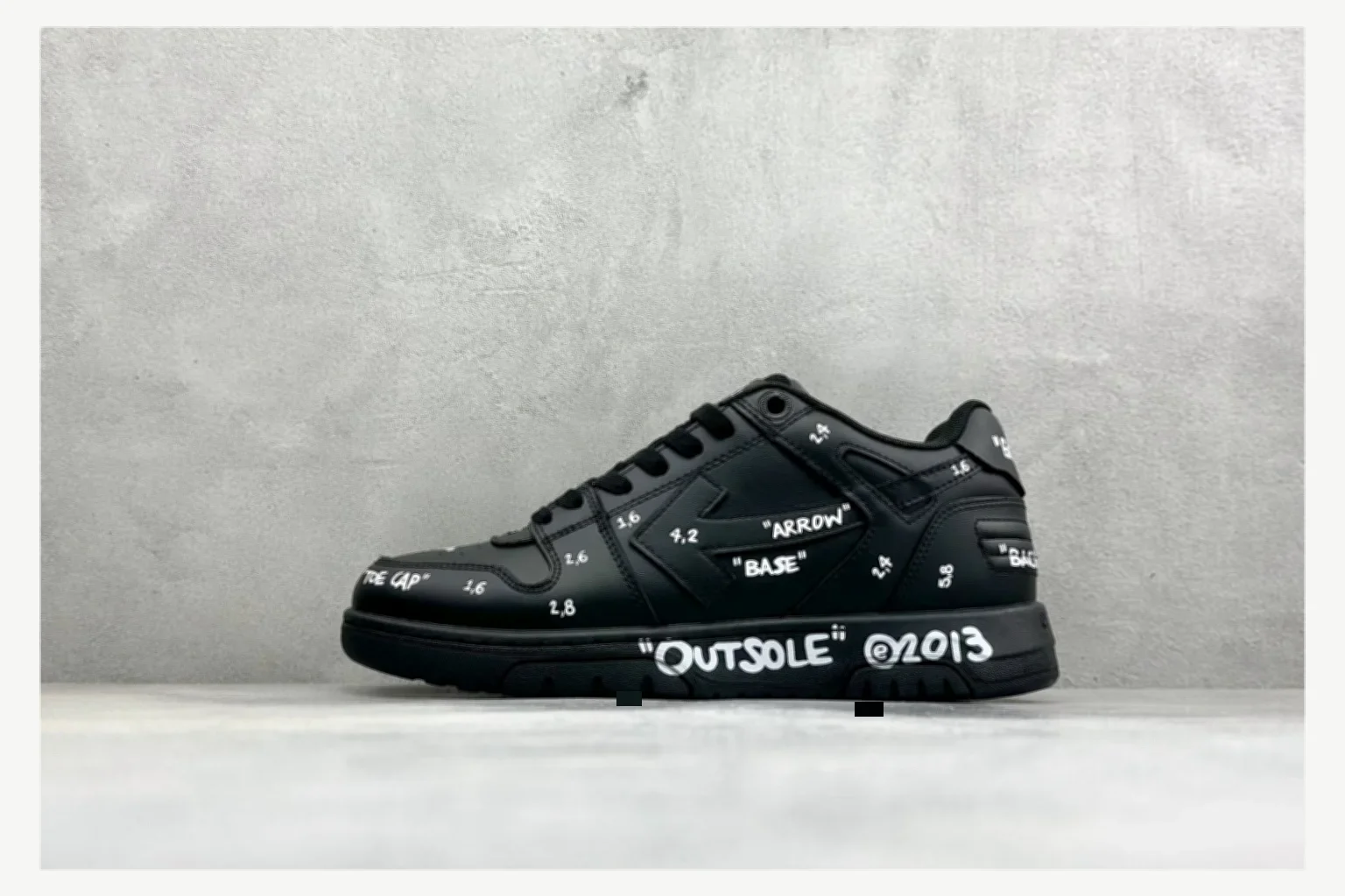 Off-White Black Text Low Top QC photo reference SKU 1182167422