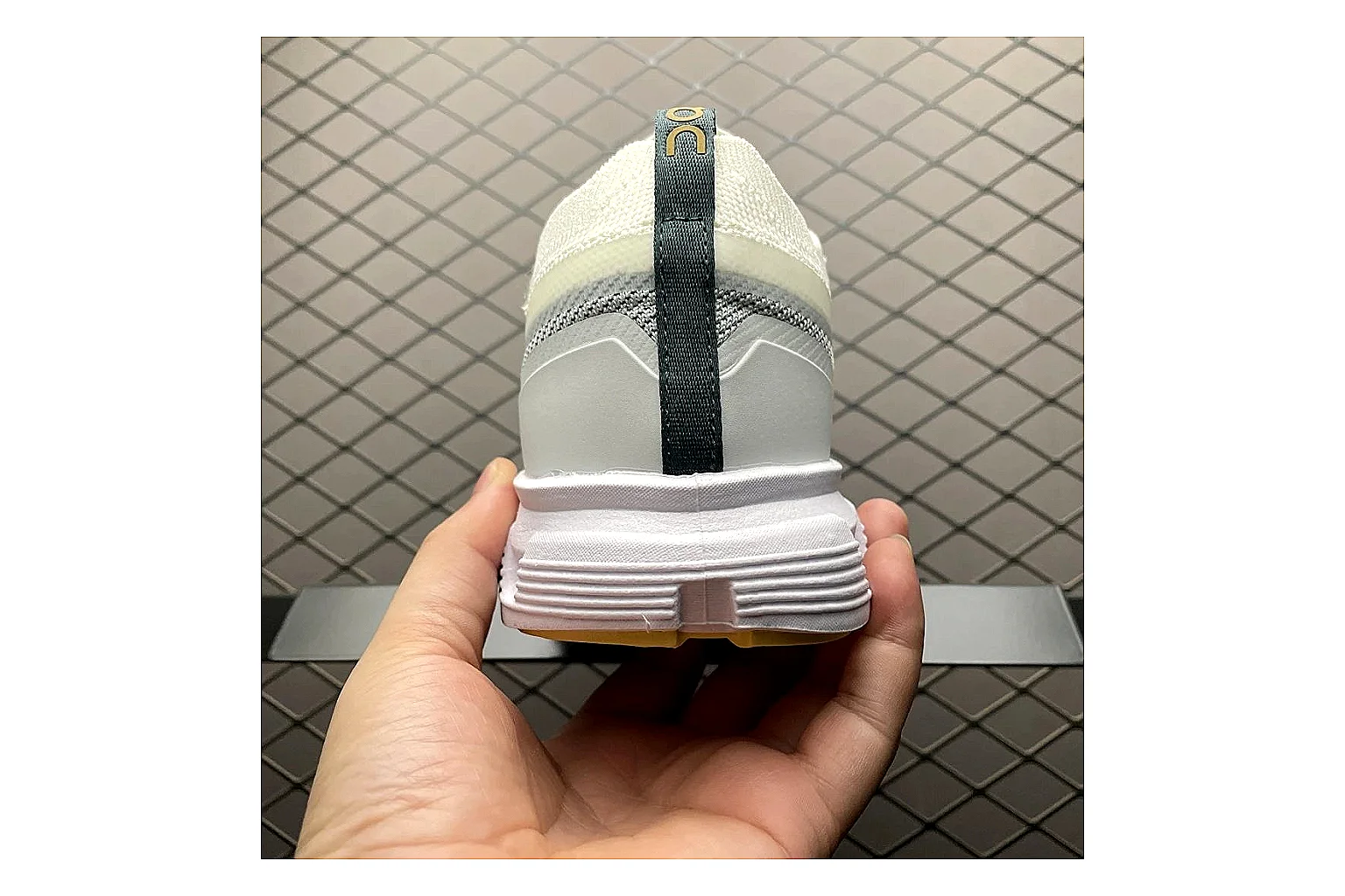 On Cloud 6 White Grey Sneaker QC photo showing white grey cloud 6 runner with mixed upper and trainer shape thumbnail 5