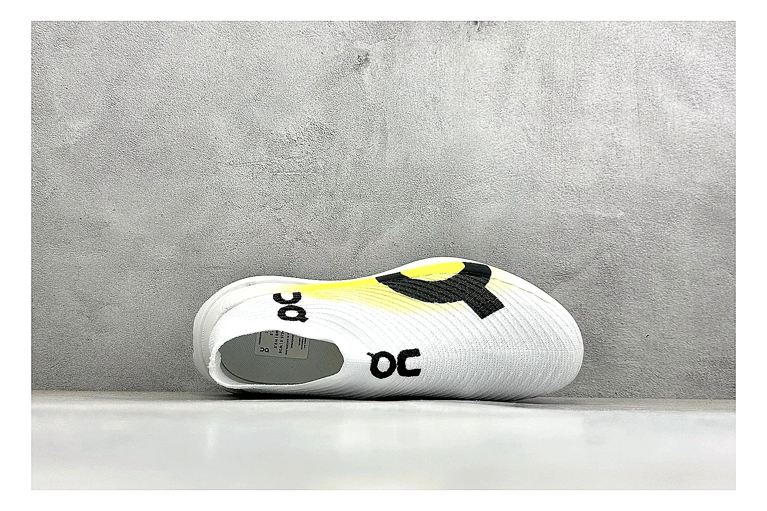 On Cloudboom White Lime QC reference photo showing white performance mesh, lime gradient accents, slim racing profile, and segmented CloudTec sole thumbnail 6