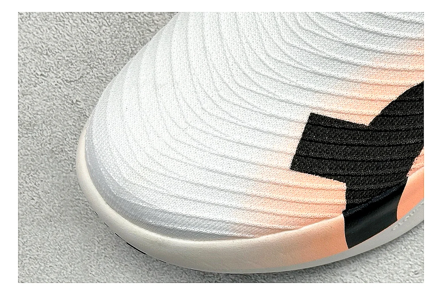 On Cloudboom White Peach QC reference photo showing white performance mesh, peach gradient accents, slim racing profile, and segmented CloudTec sole thumbnail 4