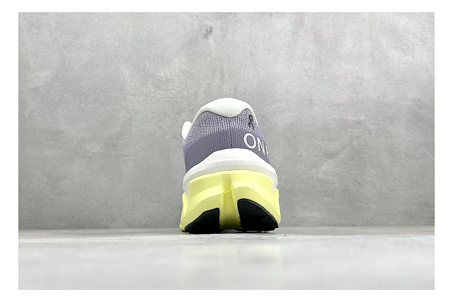 On Cloudmonster Lavender Lime QC reference photo showing lavender runner upper, lime accent hits, oversized CloudTec pod sole, and soft technical color mix thumbnail 2