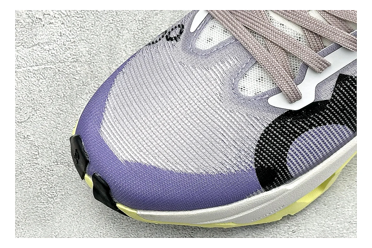 On Cloudmonster Lavender Lime QC reference photo showing lavender runner upper, lime accent hits, oversized CloudTec pod sole, and soft technical color mix thumbnail 4