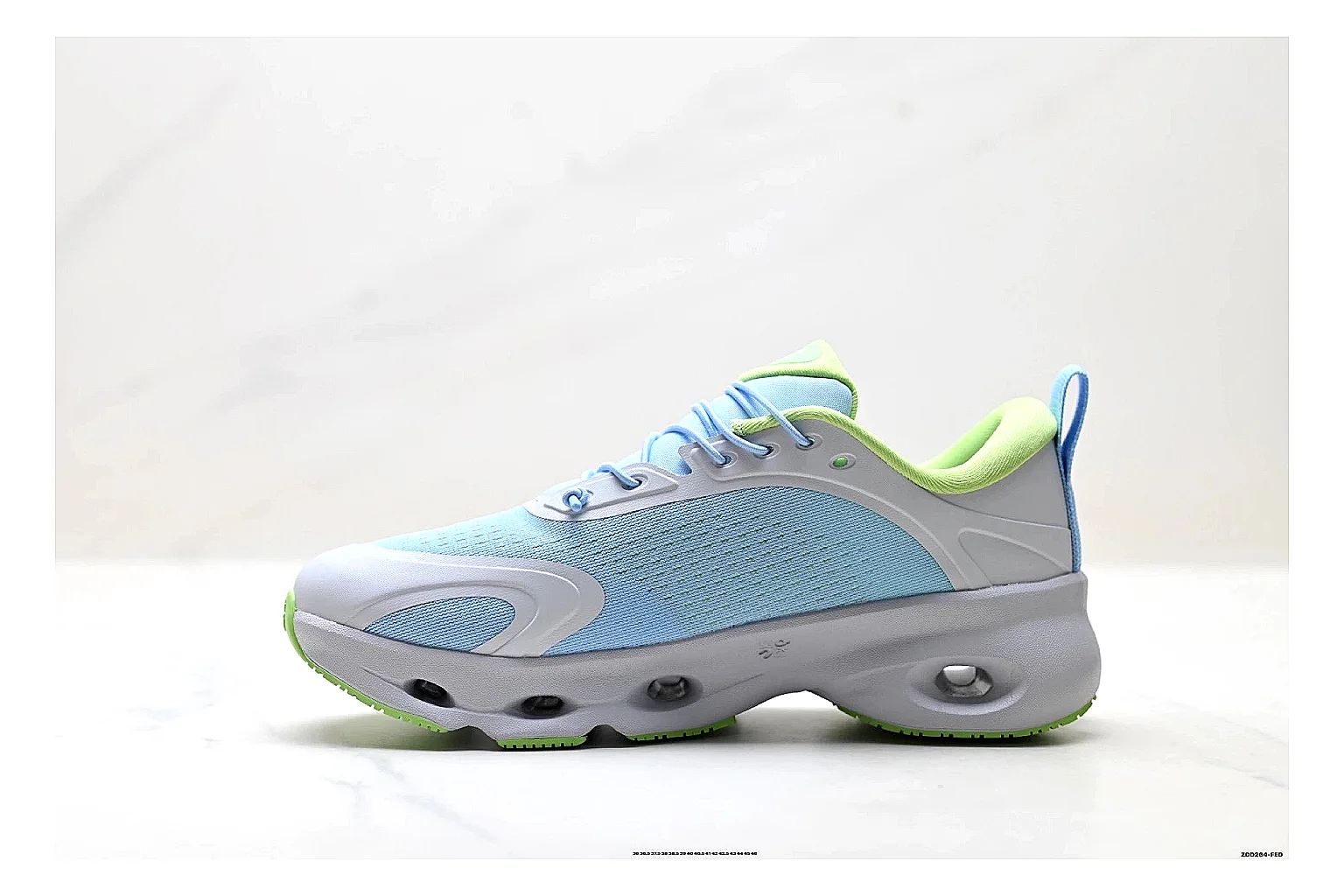 On Cloudsurfer Sky Blue Green Sneakers QC photo reference showing sky blue green running sneakers with mesh texture, side-profile shape, upper panel lines, and outsole detail thumbnail 5
