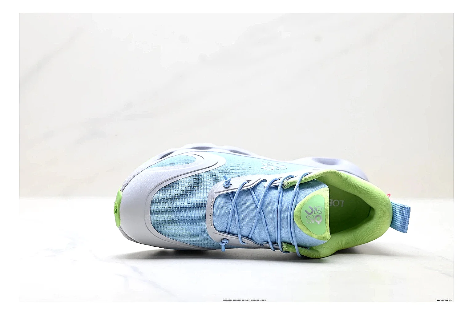 On Cloudsurfer Sky Blue Green Sneakers QC photo reference showing sky blue green running sneakers with mesh texture, side-profile shape, upper panel lines, and outsole detail thumbnail 6