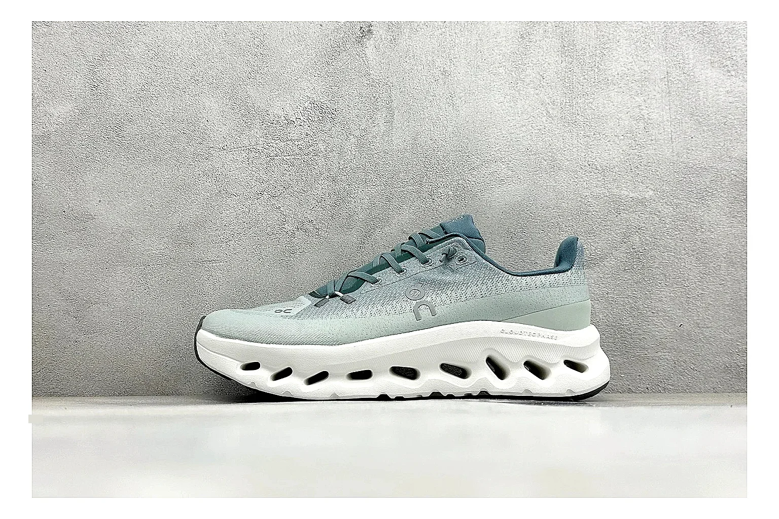 On Cloudtilt Mint QC reference photo showing mint knit-style upper, smooth CloudTec sole, tonal laces, and rounded lifestyle runner shape