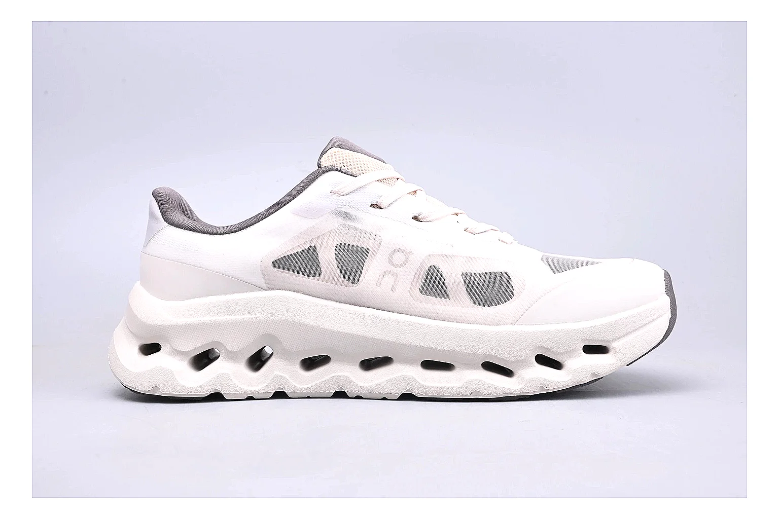 On Cloudtilt White Grey Sneaker QC photo showing white grey cloudtilt lifestyle trainer with mixed upper and trainer shape thumbnail 5