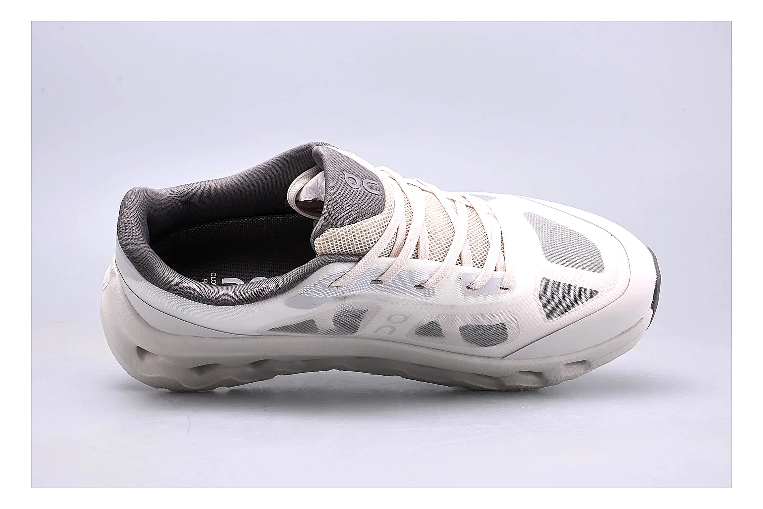 On Cloudtilt White Grey Sneaker QC photo showing white grey cloudtilt lifestyle trainer with mixed upper and trainer shape thumbnail 6
