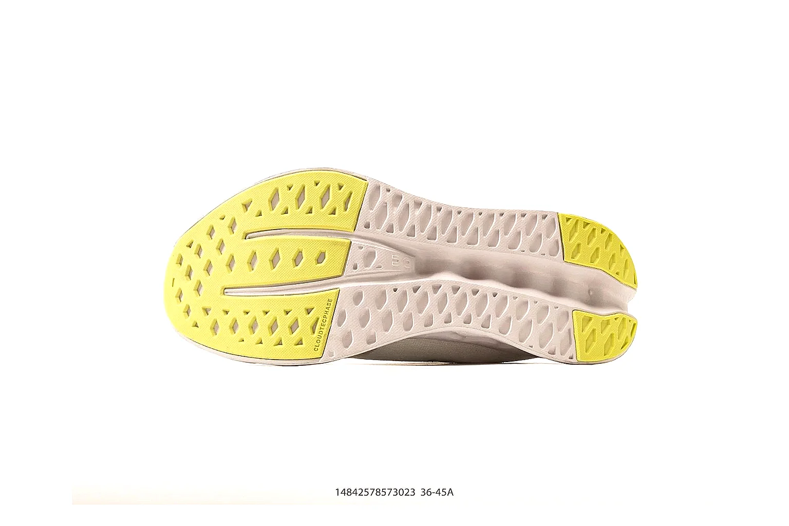 Kako QC Lab inspection photos for On Cream Yellow Cloud Runner