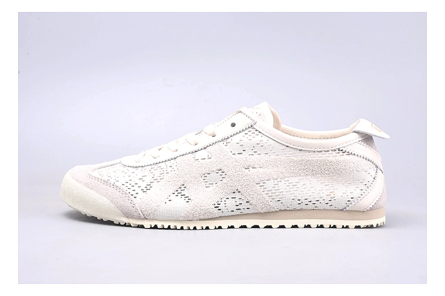 Onitsuka Tiger Mexico 66 Cream QC photo showing cream mexico 66 low-top with mixed upper and low top shape
