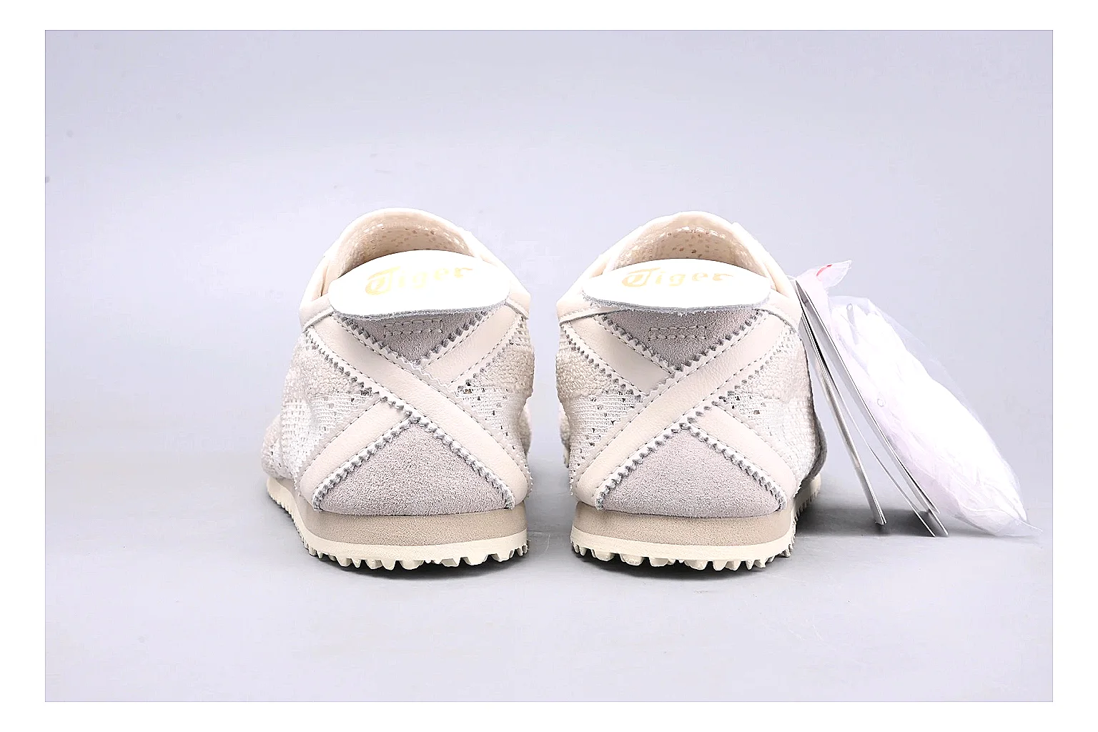 Onitsuka Tiger Mexico 66 Cream QC photo showing cream mexico 66 low-top with mixed upper and low top shape