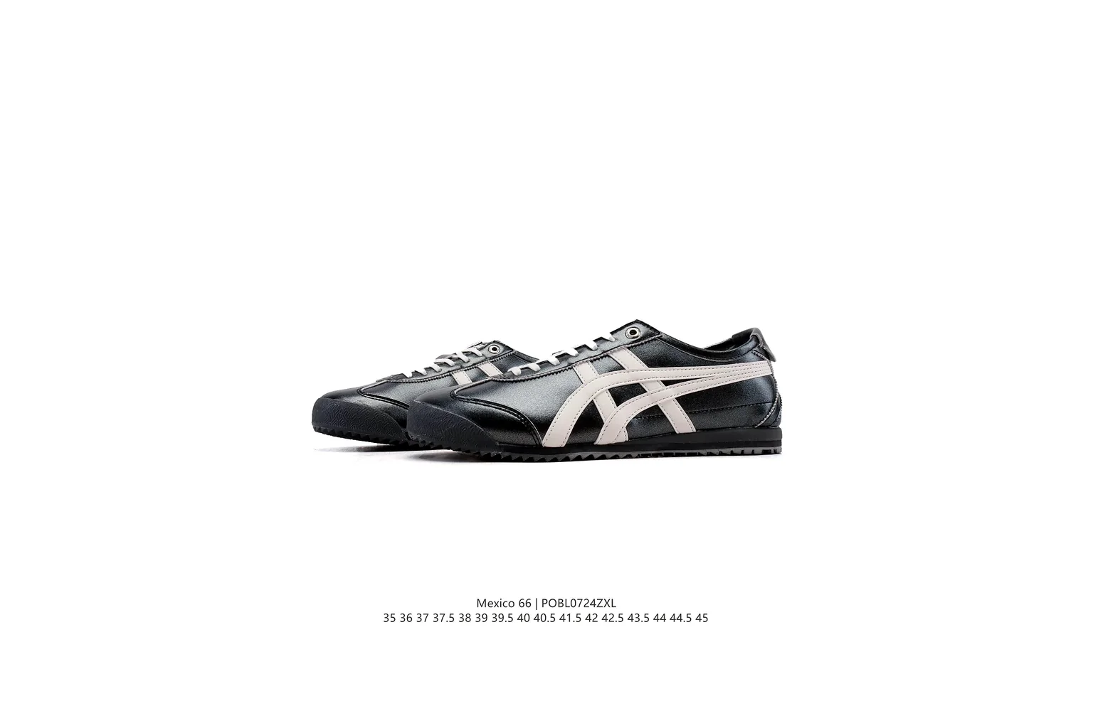 Onitsuka Tiger Mexico 66 Black Silver slim retro low top six photo view thumbnail 5