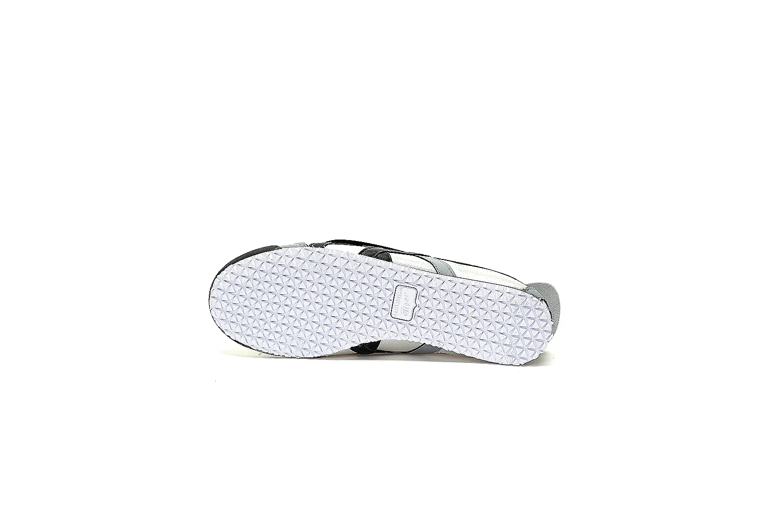 Six-angle QC gallery of white black low-tops with textured flaps and patterned rubber outsole thumbnail 3