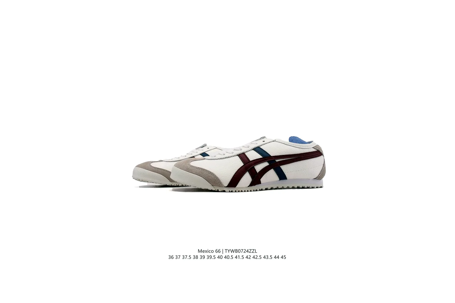 Onitsuka Tiger Mexico 66 White Navy Burgundy slim retro low top six photo view thumbnail 5