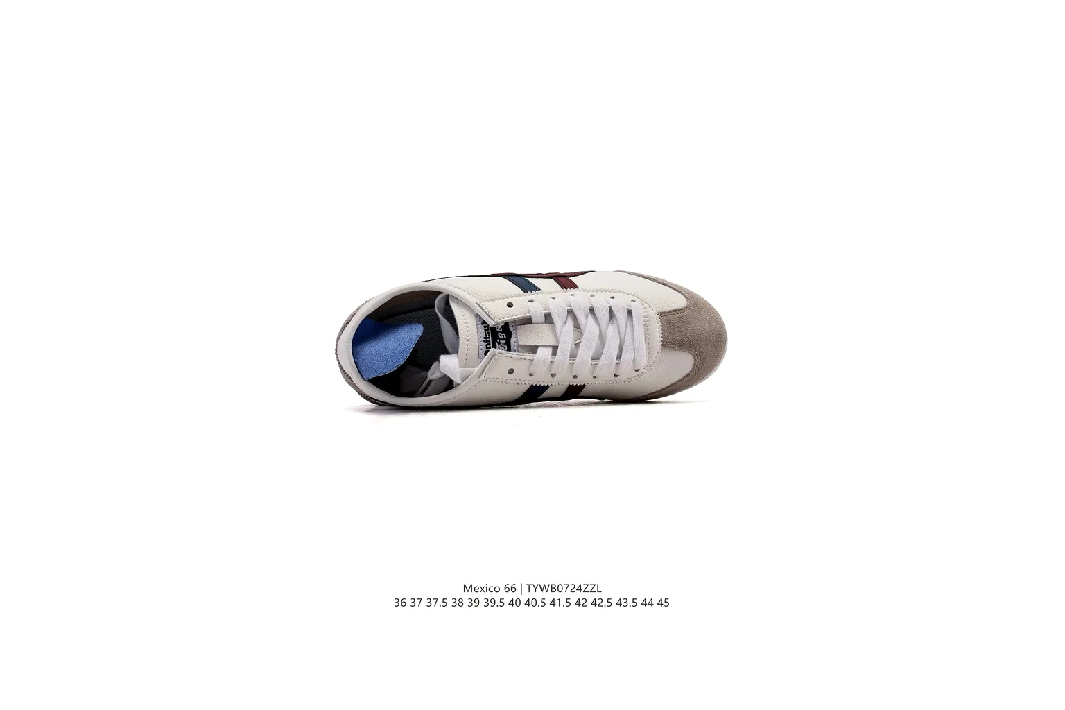 Onitsuka Tiger Mexico 66 White Navy Burgundy slim retro low top six photo view thumbnail 6