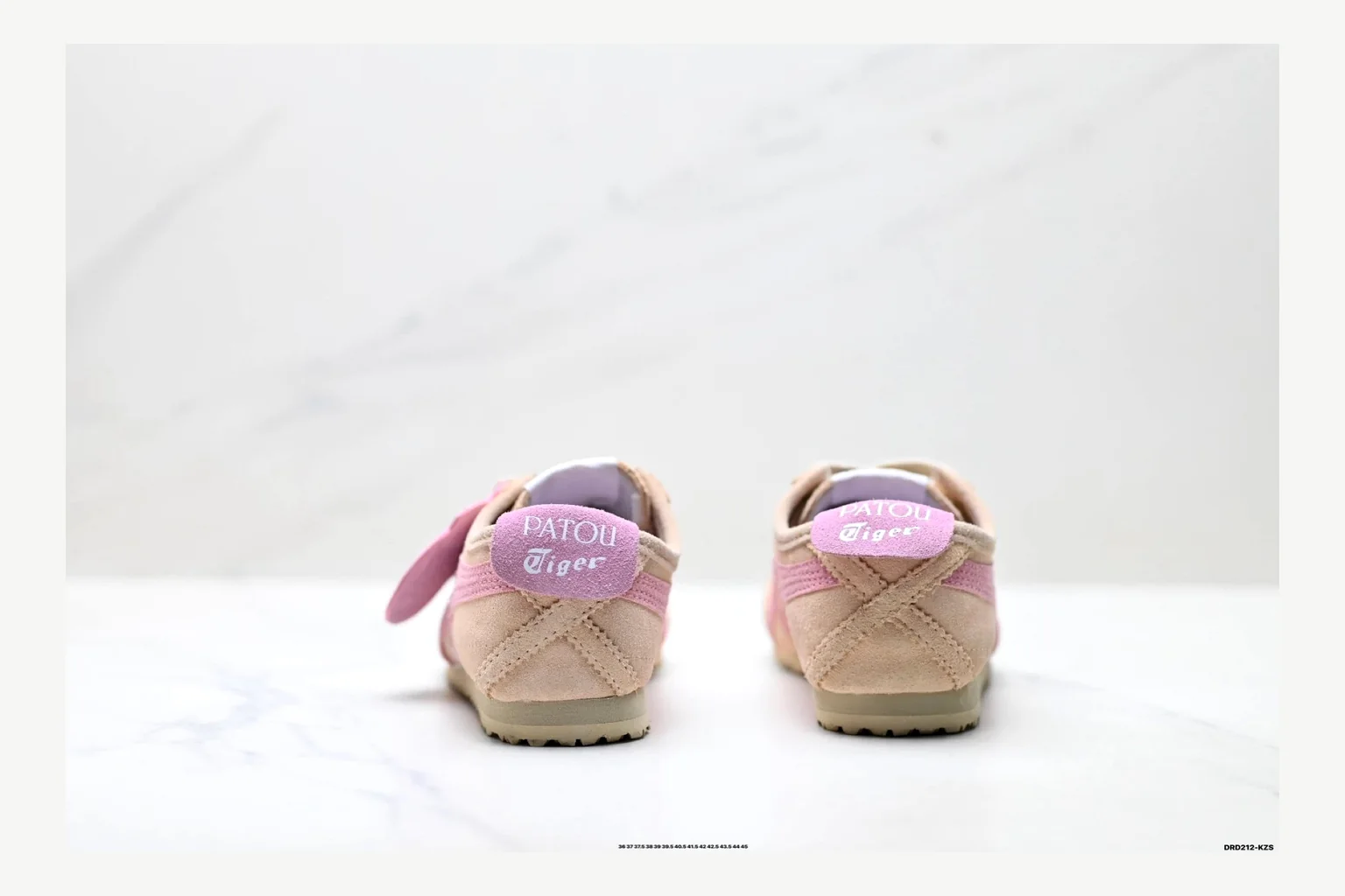 Onitsuka Tiger Beige Pink Sneaker QC photo showing pink beige retro stripe low-top with mixed-material upper and low-profile shape thumbnail 4