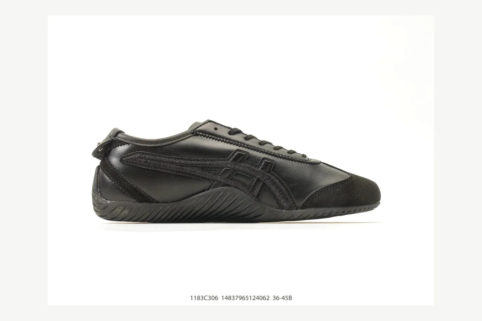 Onitsuka Tiger Black Low Sneaker QC photo showing black retro stripe low-top with mixed-material upper and low-profile shape thumbnail 5
