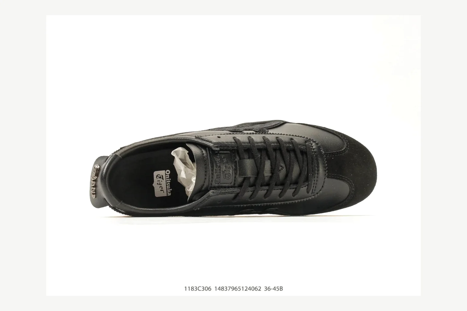 Onitsuka Tiger Black Low Sneaker QC photo showing black retro stripe low-top with mixed-material upper and low-profile shape thumbnail 6