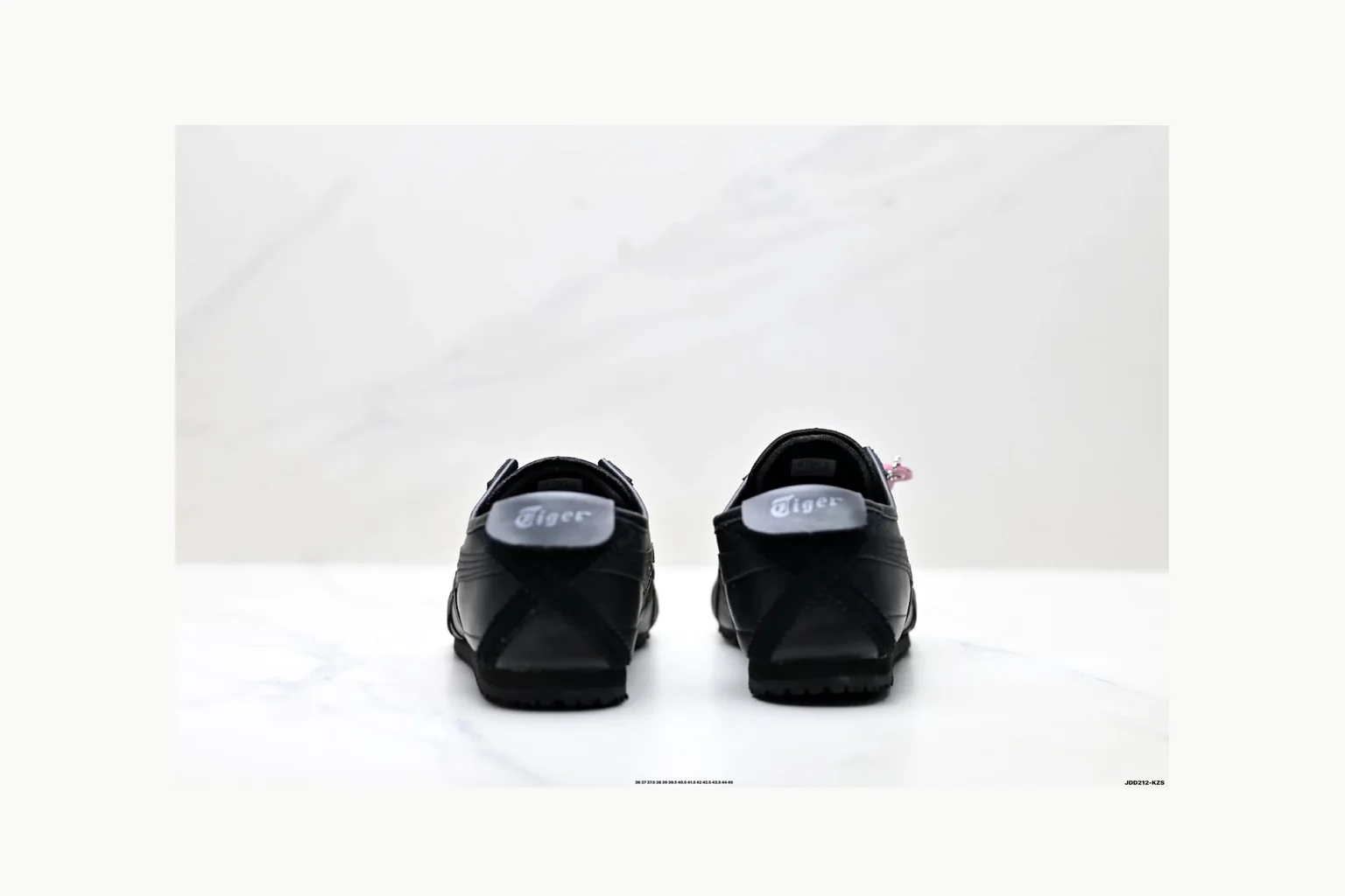 Onitsuka Tiger Black Leather Sneaker QC photo showing black black leather retro low-top with leather upper and low top shape thumbnail 4