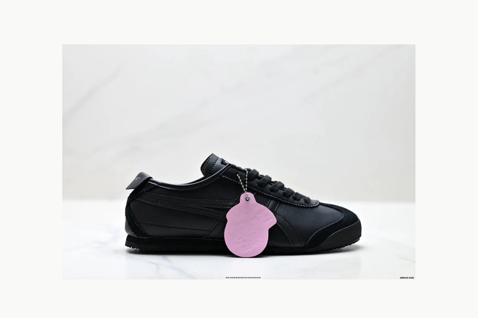 Onitsuka Tiger Black Leather Sneaker QC photo showing black black leather retro low-top with leather upper and low top shape thumbnail 5