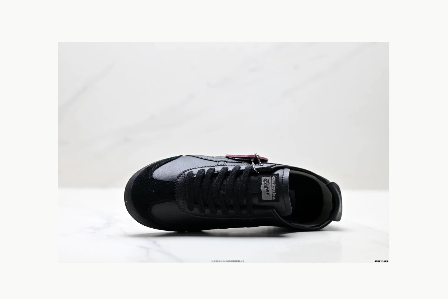 Onitsuka Tiger Black Leather Sneaker QC photo showing black black leather retro low-top with leather upper and low top shape thumbnail 6