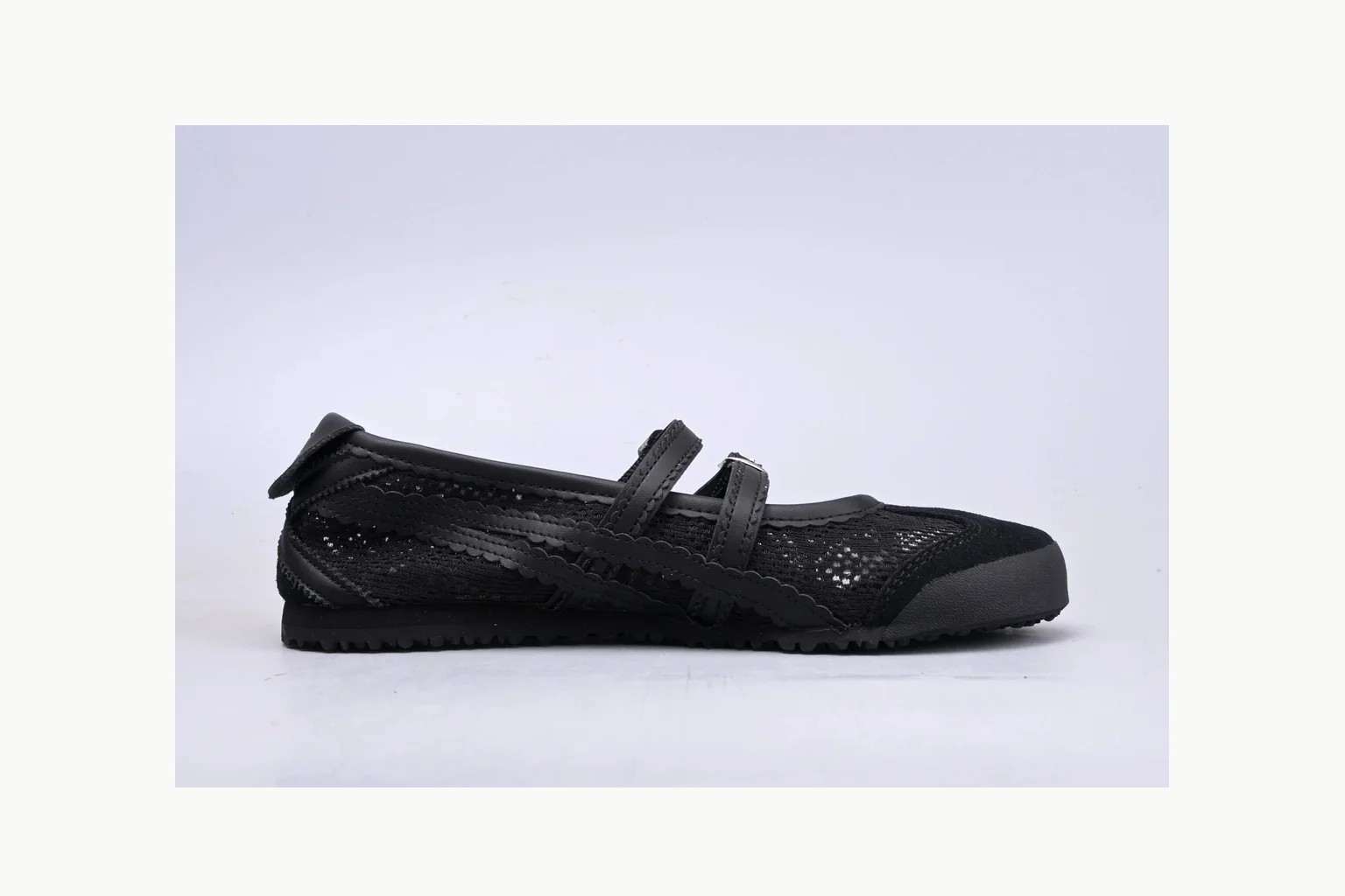 Onitsuka Tiger Black Leather Sneaker QC photo showing black black leather retro low-top with leather upper and low top shape thumbnail 5