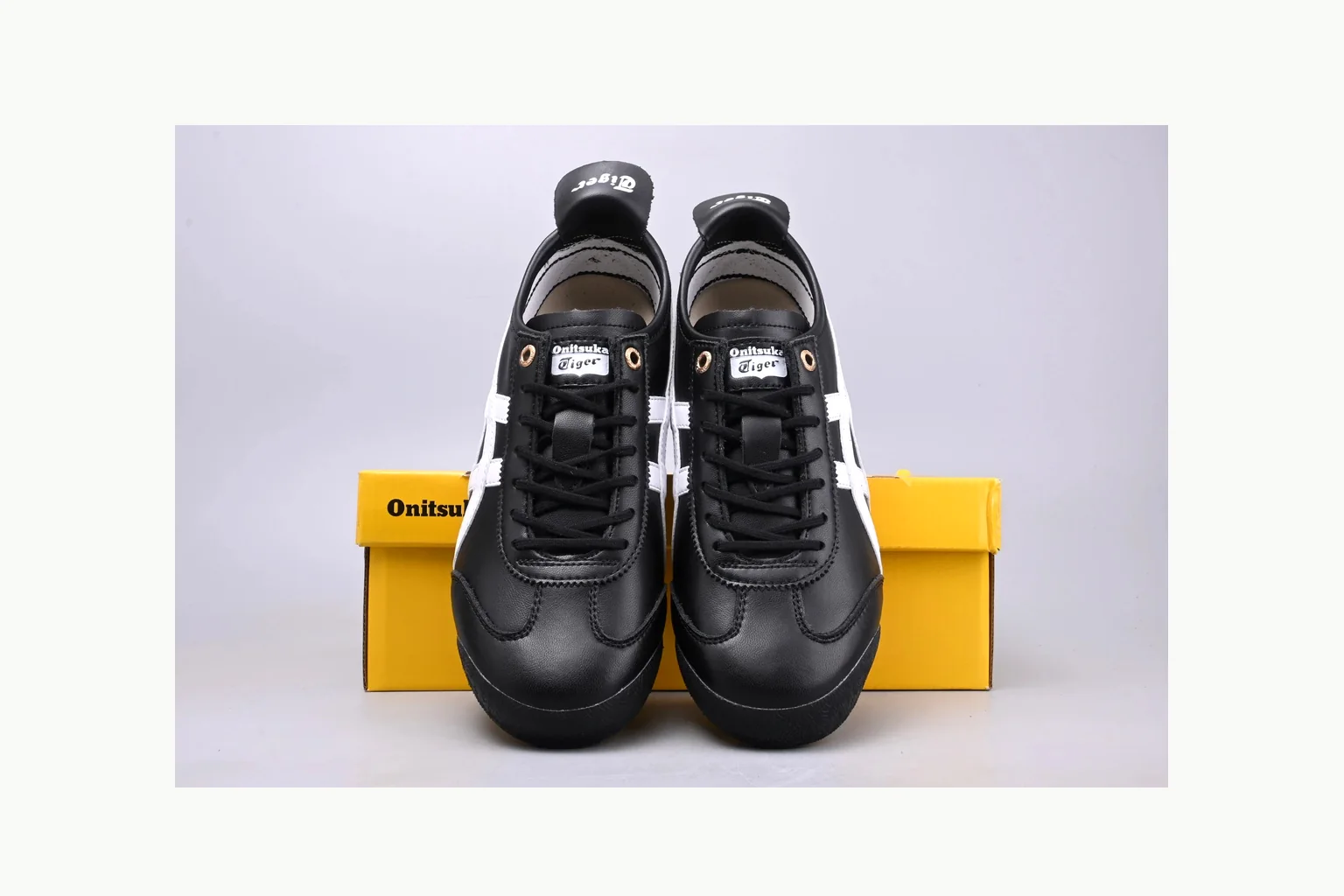 Onitsuka Tiger Black White Sneaker QC photo showing white black onitsuka tiger with mixed upper and low top shape thumbnail 3
