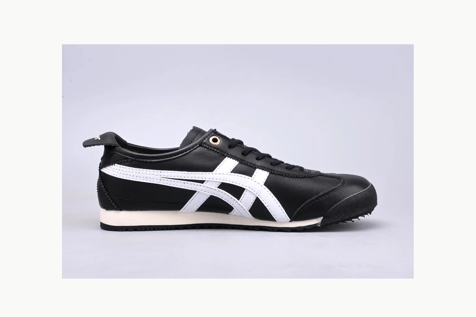 Onitsuka Tiger Black White Sneaker QC photo showing white black onitsuka tiger with mixed upper and low top shape thumbnail 5