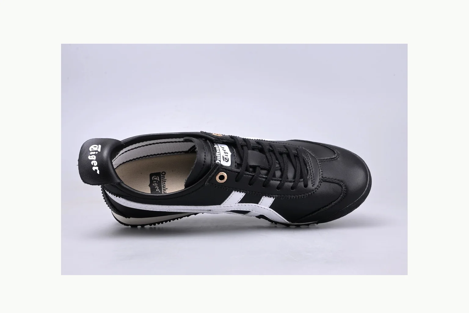 Onitsuka Tiger Black White Sneaker QC photo showing white black onitsuka tiger with mixed upper and low top shape thumbnail 6