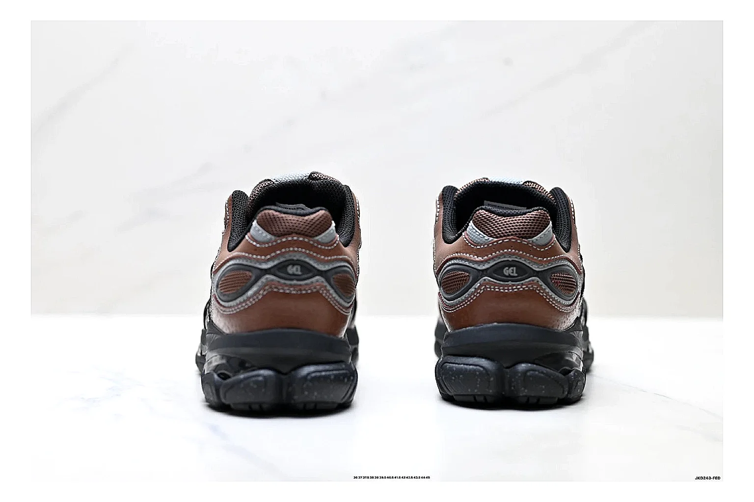 Onitsuka Tiger GEL-C 2.0 Brown Black Sneakers QC photo reference showing brown black mesh runner sneakers with mesh-leather texture, side-profile shape, upper panel lines, and outsole detail