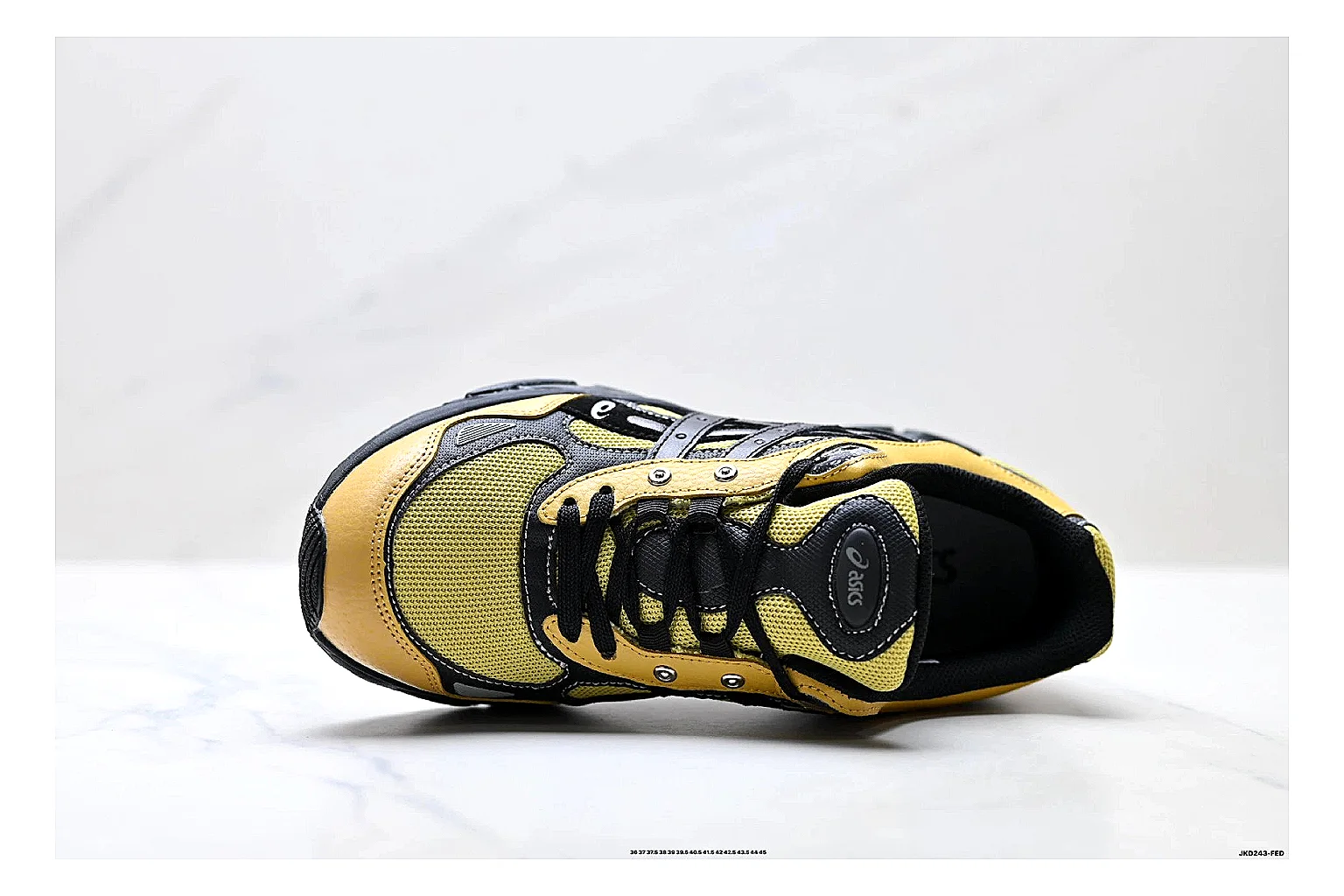 Onitsuka Tiger GEL-C 2.0 Yellow Black Sneakers QC photo reference showing yellow black mesh runner sneakers with mesh-leather texture, side-profile shape, upper panel lines, and outsole detail thumbnail 6