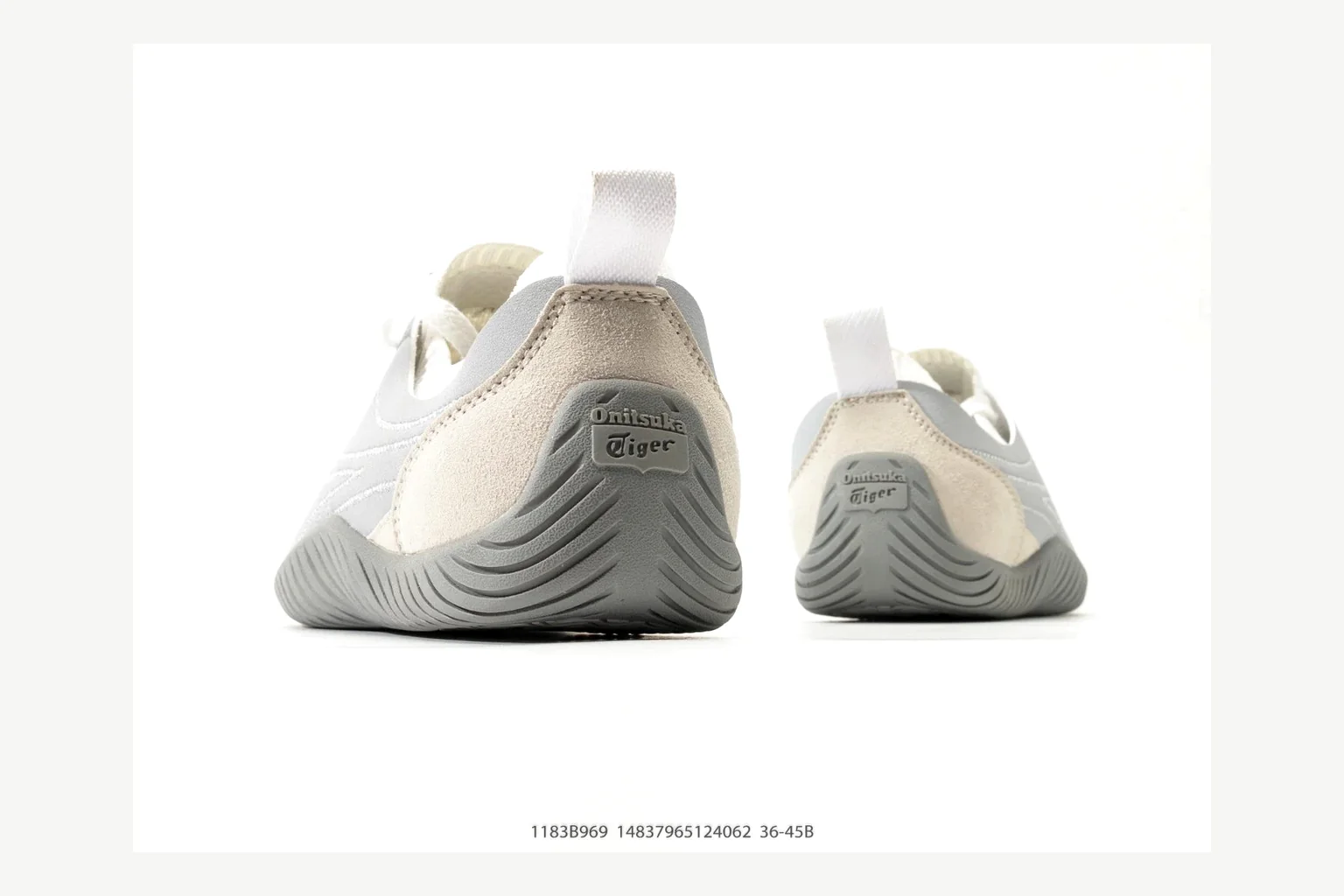 Onitsuka Tiger Grey White Sneaker QC photo showing white grey retro stripe low-top with mixed-material upper and low-profile shape thumbnail 4
