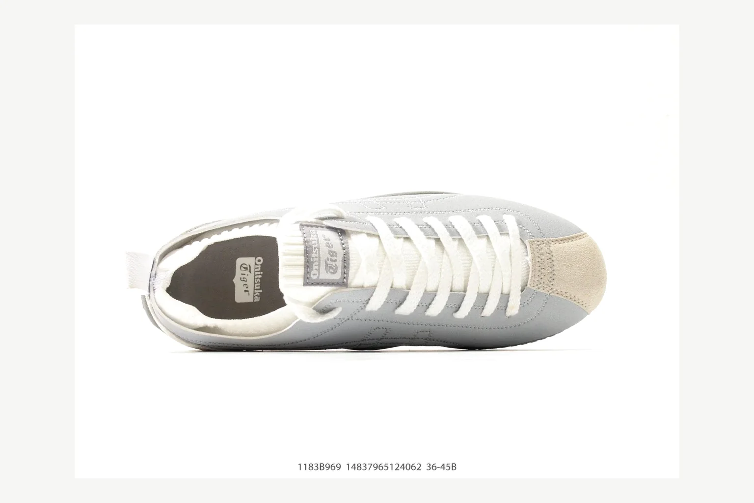 Onitsuka Tiger Grey White Sneaker QC photo showing white grey retro stripe low-top with mixed-material upper and low-profile shape thumbnail 6