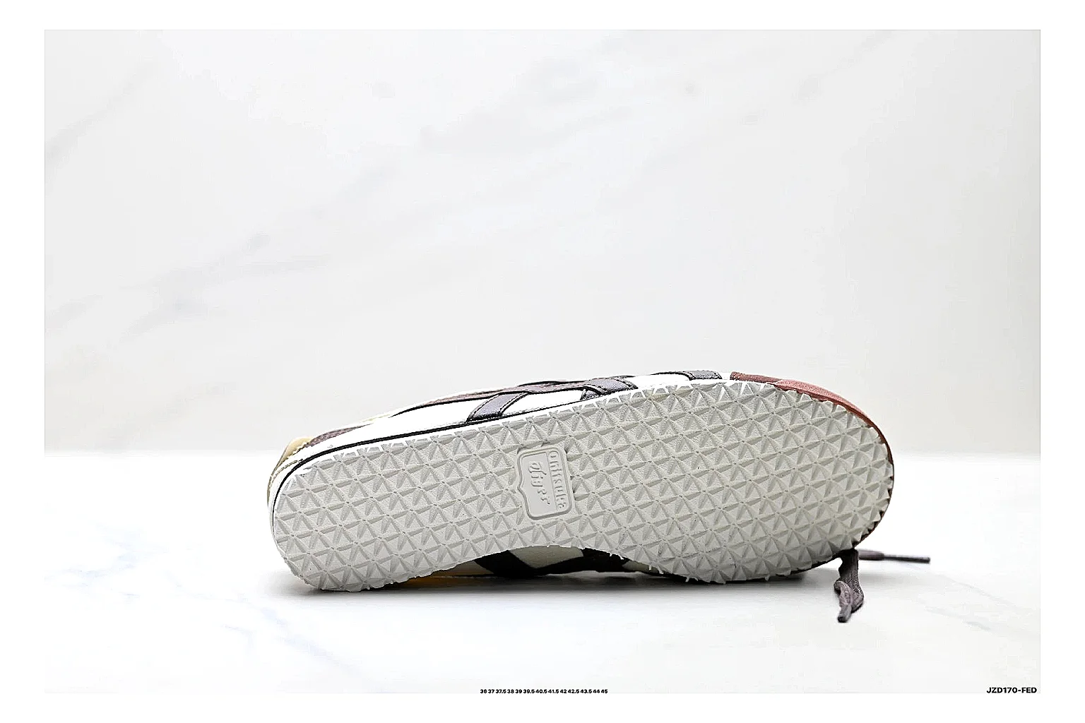 Onitsuka Tiger Mexico 66 Brown Cream Sneakers QC photo reference showing brown cream low-top sneakers with leather texture, side-profile shape, upper panel lines, and outsole detail thumbnail 3