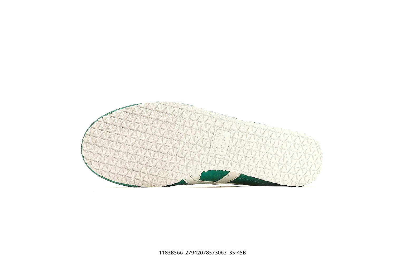 Onitsuka Tiger Mexico 66 Green White Sneakers QC photo reference showing green white low-top sneakers with leather texture, side-profile shape, upper panel lines, and outsole detail thumbnail 3