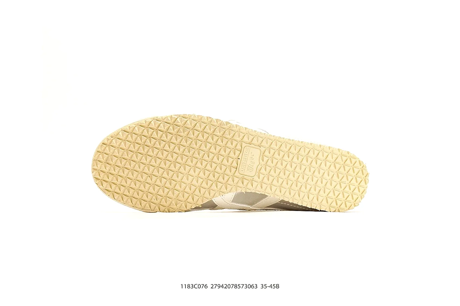 Onitsuka Tiger Mexico 66 Silver White Sneakers QC photo reference showing silver white low-top sneakers with metallic-leather texture, side-profile shape, upper panel lines, and outsole detail thumbnail 3