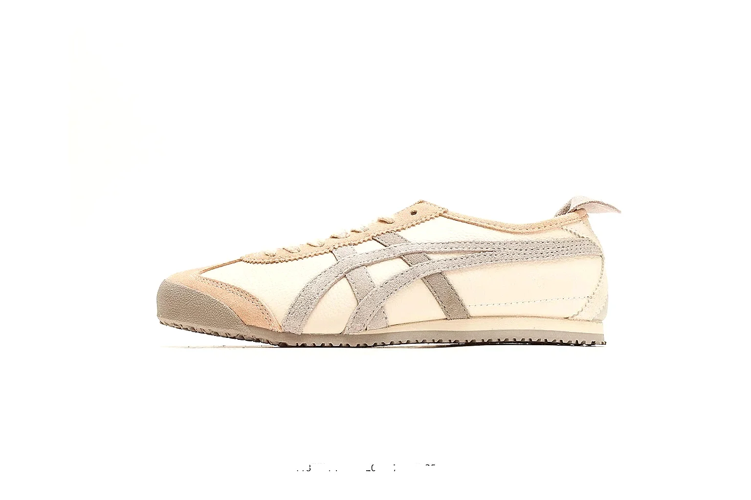 Onitsuka Tiger Mexico 66 Tan Brown Sneakers QC photo reference showing tan brown low-top sneakers with leather texture, side-profile shape, upper panel lines, and outsole detail