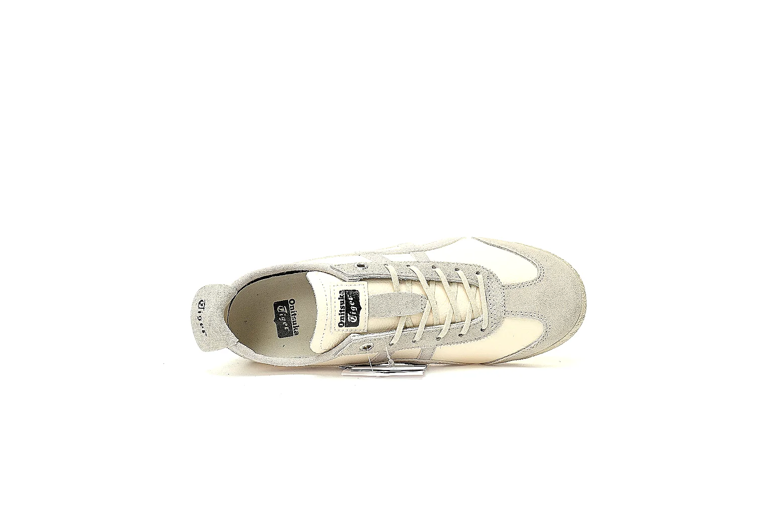 Onitsuka Tiger cream low-top QC views covering stripes, toe, tongue, heel and outsole