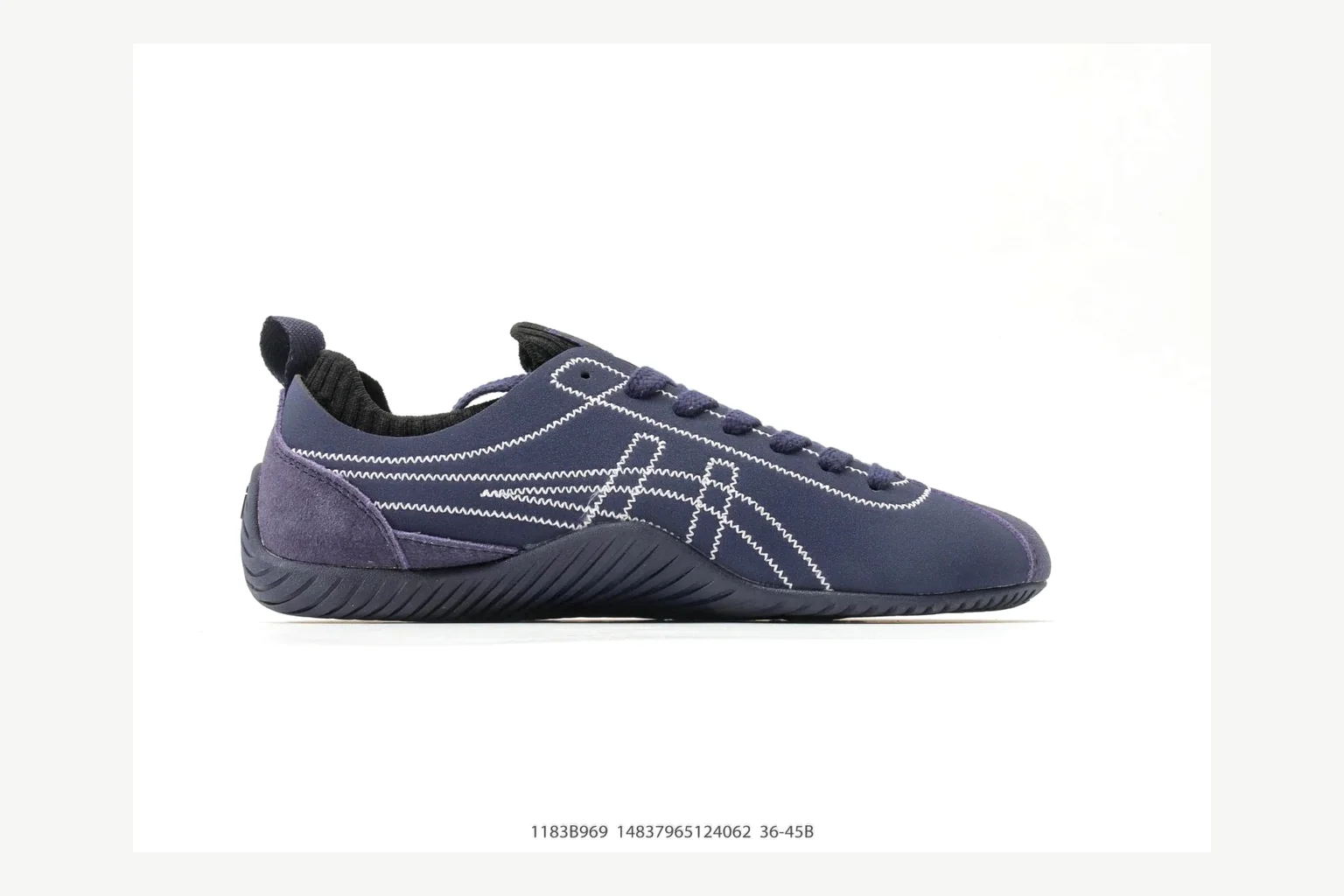 Onitsuka Tiger Navy Low Sneaker QC photo showing navy retro stripe low-top with mixed-material upper and low-profile shape thumbnail 5