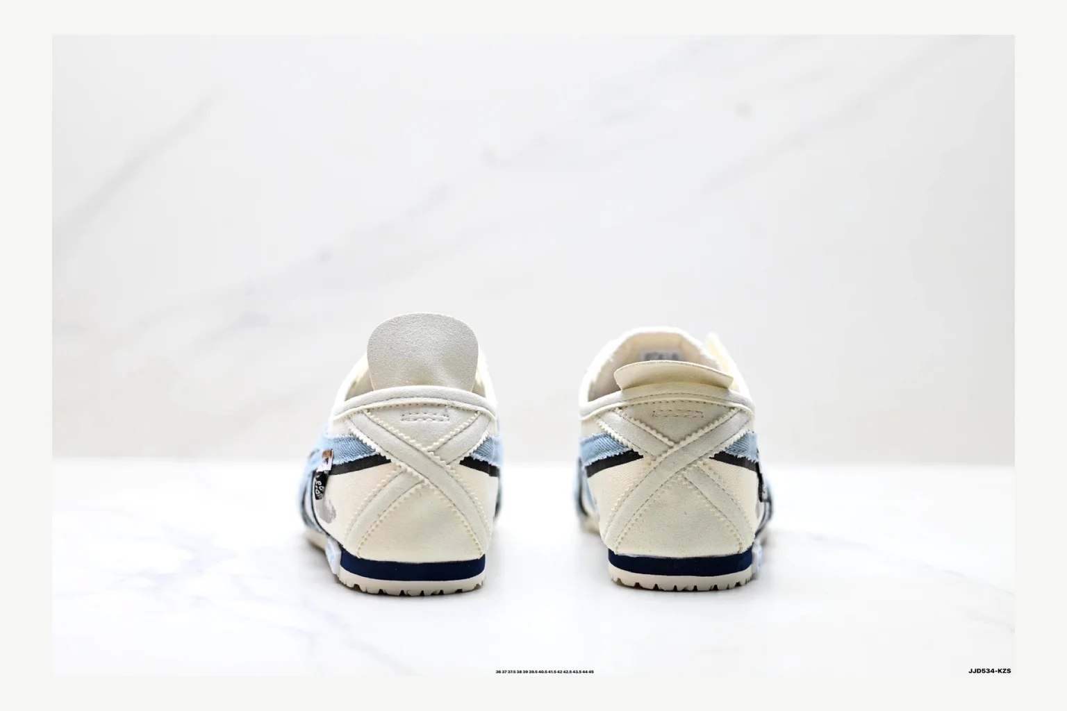 Onitsuka Tiger White Blue Sneaker QC photo showing white blue retro stripe low-top with mixed-material upper and low-profile shape thumbnail 4