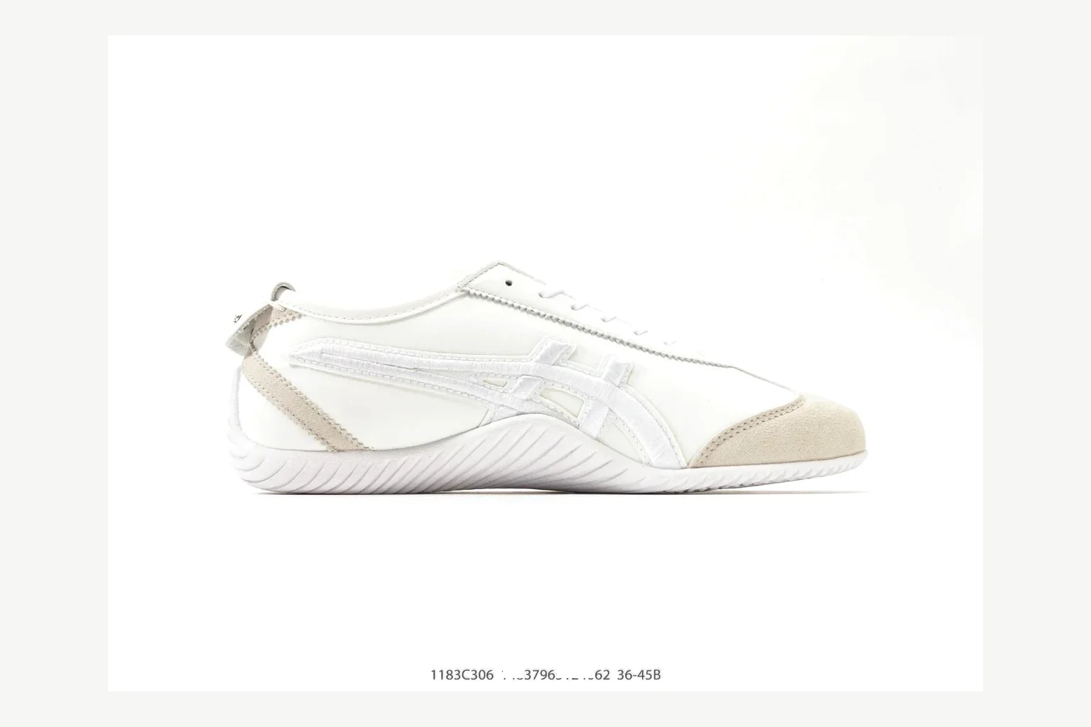 Onitsuka Tiger White Cream Sneaker QC photo showing white cream retro stripe low-top with mixed-material upper and low-profile shape