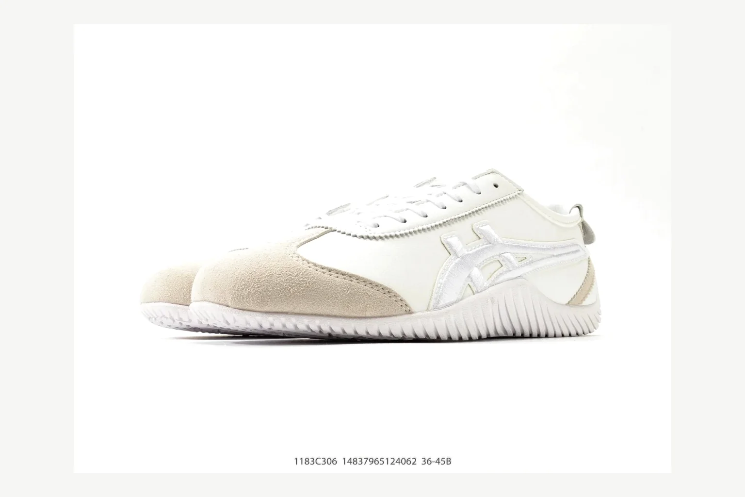 Onitsuka Tiger White Cream Sneaker QC photo showing white cream retro stripe low-top with mixed-material upper and low-profile shape thumbnail 3