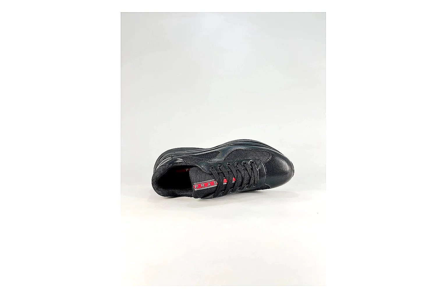 Black Runner Black Sneaker QC reference photo showing black mesh runner upper, tonal overlays, modern running shape, and dark cushioned sole thumbnail 4
