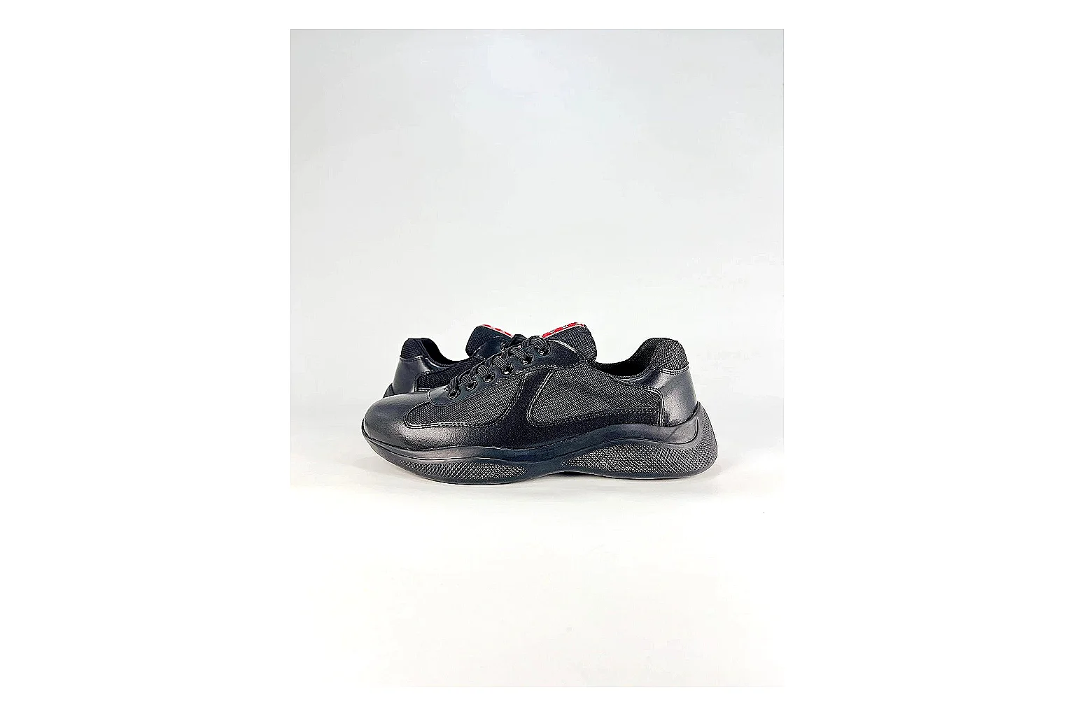 Black Runner Black Sneaker QC reference photo showing black mesh runner upper, tonal overlays, modern running shape, and dark cushioned sole thumbnail 5