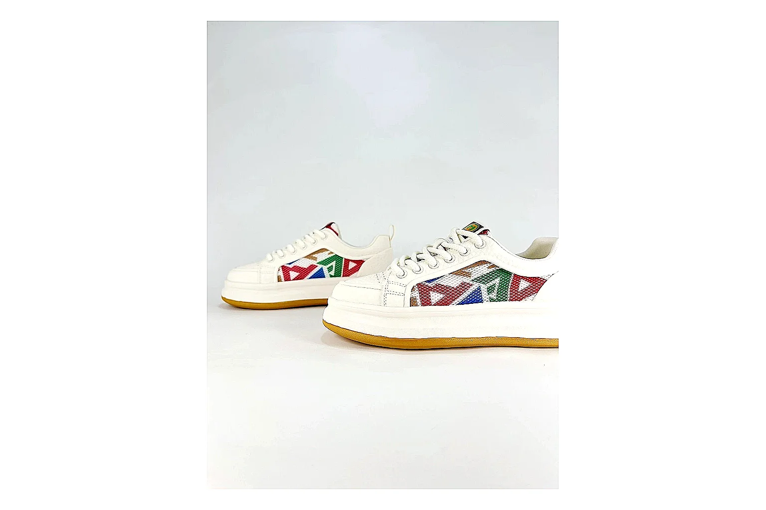 Casual Low-Top Sneaker 5251 QC photo showing red casual low-top with mixed-material upper and low-profile shape thumbnail 4