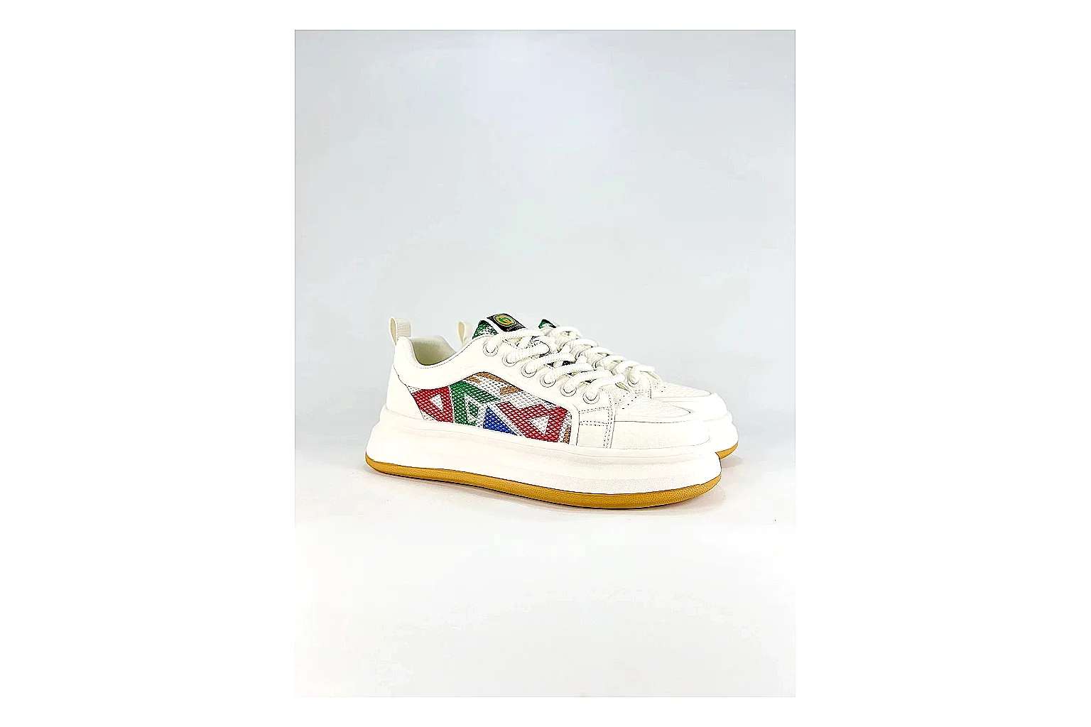 Casual Low-Top Sneaker 5251 QC photo showing red casual low-top with mixed-material upper and low-profile shape thumbnail 5