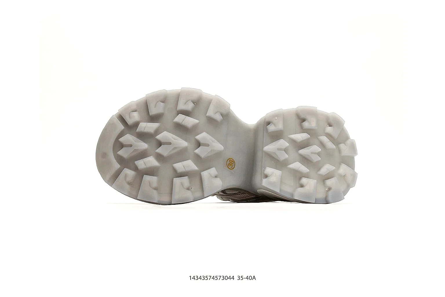 Chunky Runner Silver Gray Sneaker QC reference photo showing silver gray synthetic-mesh upper, layered chunky panels, runner silhouette, and thick cushioned sole thumbnail 3